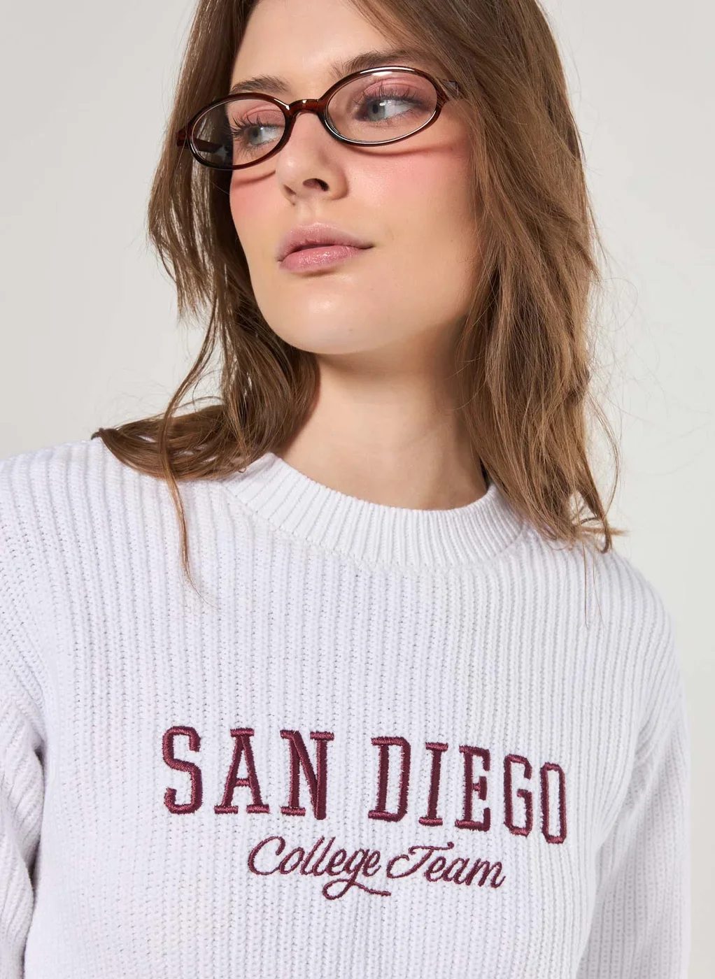 Blusa Manga Longa Tricô Bordado San Diego