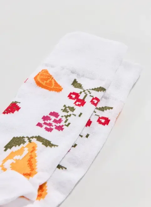 Meia Off-White Frutinhas