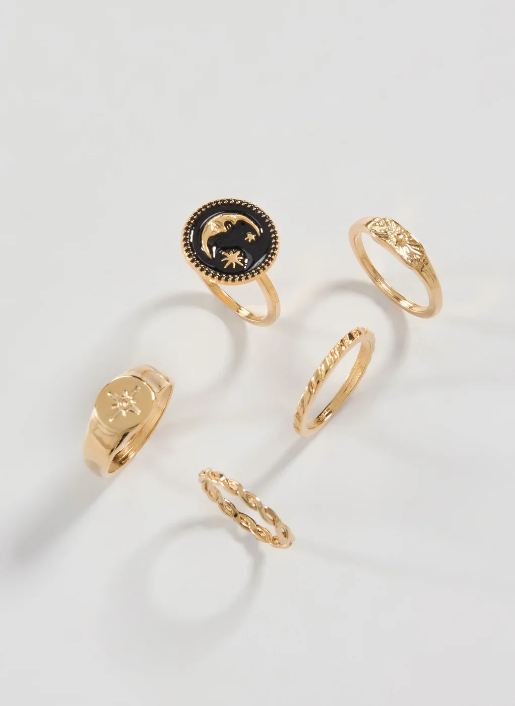 Conjunto 4 Anéis Dourados Lua