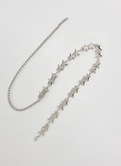 Body Chain Prateada Estrelas