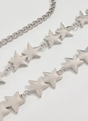 Body Chain Prateada Estrelas