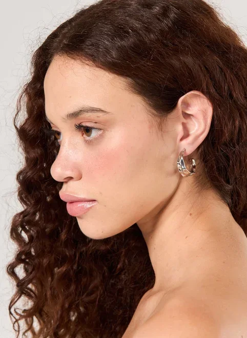 Conjunto 3 Brincos Martelados Prateados