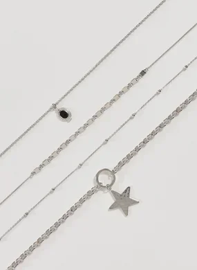 Conjunto 4 Colares Prateados Estrela