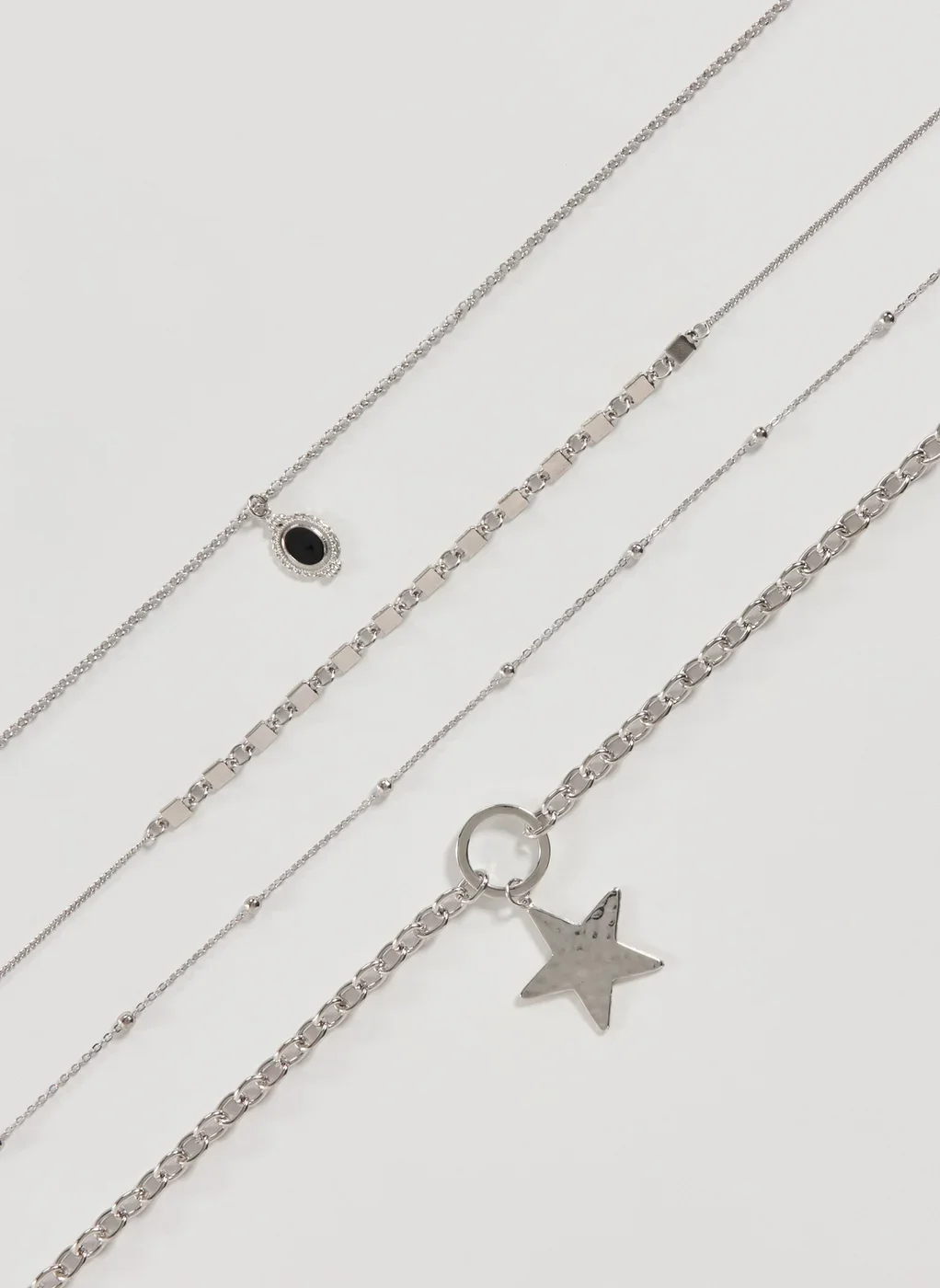Conjunto 4 Colares Prateados Estrela