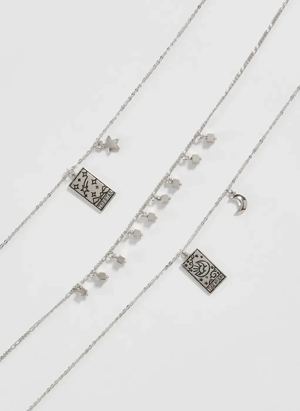 Conjunto 3 Colares Prateados Tarot