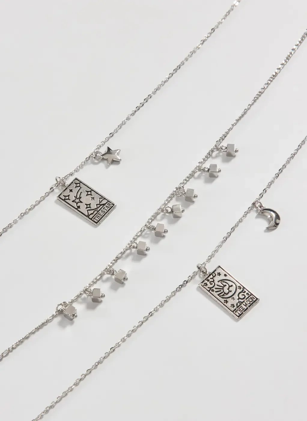Conjunto 3 Colares Prateados Tarot