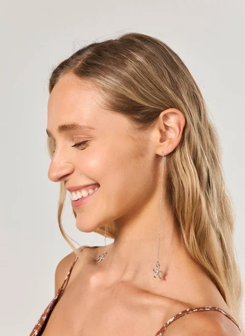 Kit Brincos Prateados Fundo Do Mar