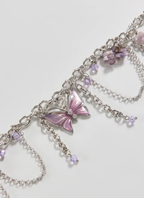 Colar Borboleta Pedra Natural