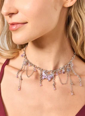 Colar Borboleta Pedra Natural