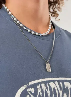 Conjunto 2 Prateados Colares Olho Grego