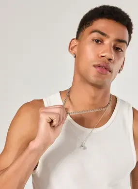 Conjunto 2 Colares Prateados Dado