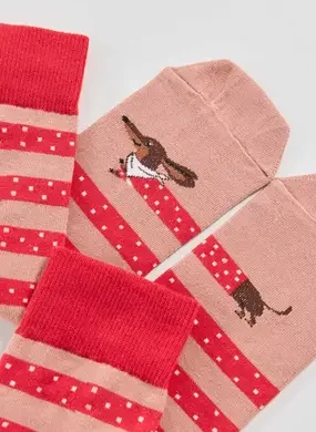 Meia Vermelha Listrada Salsichinha