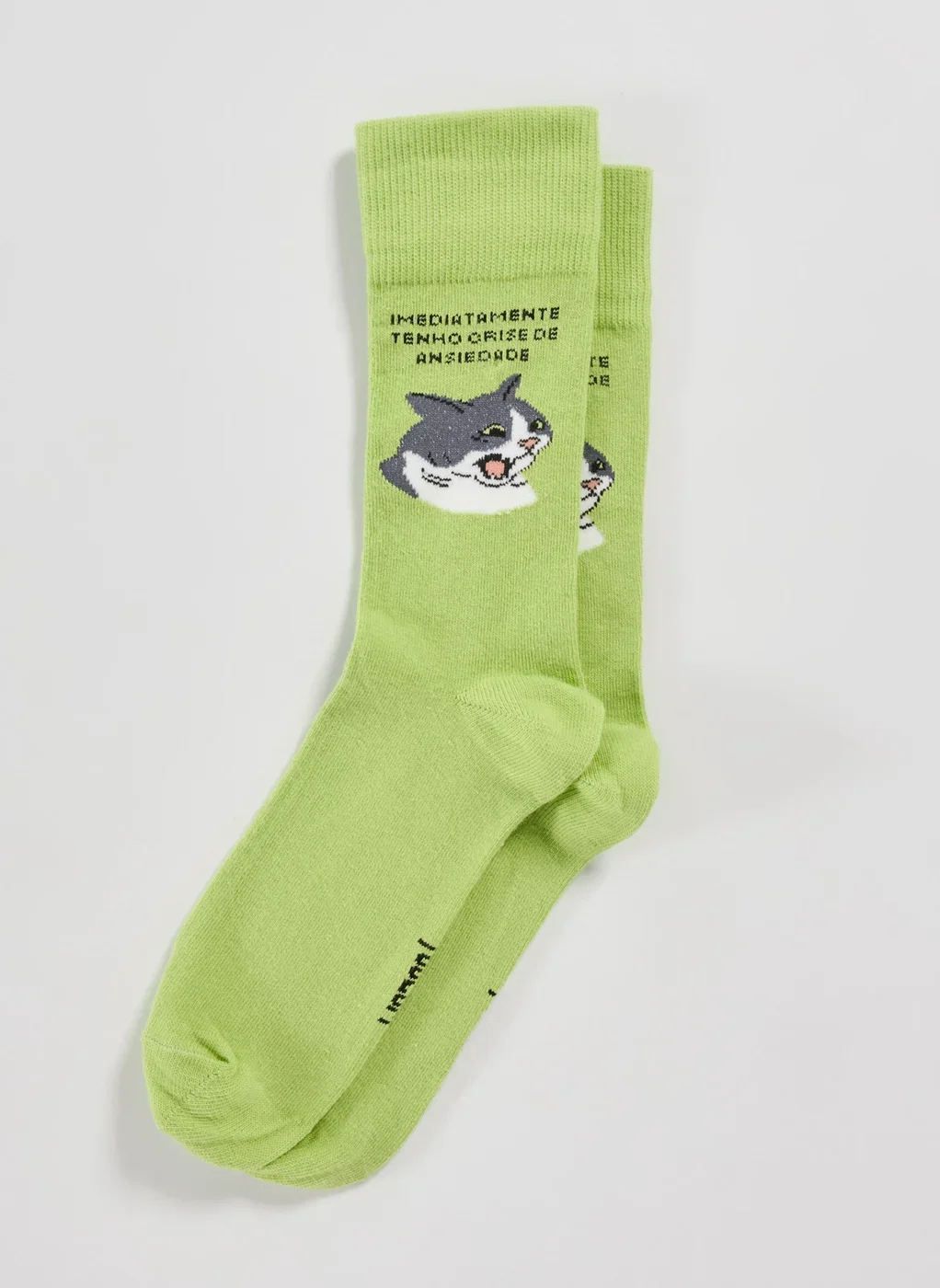 Meia Verde Gatinho Ansiedade