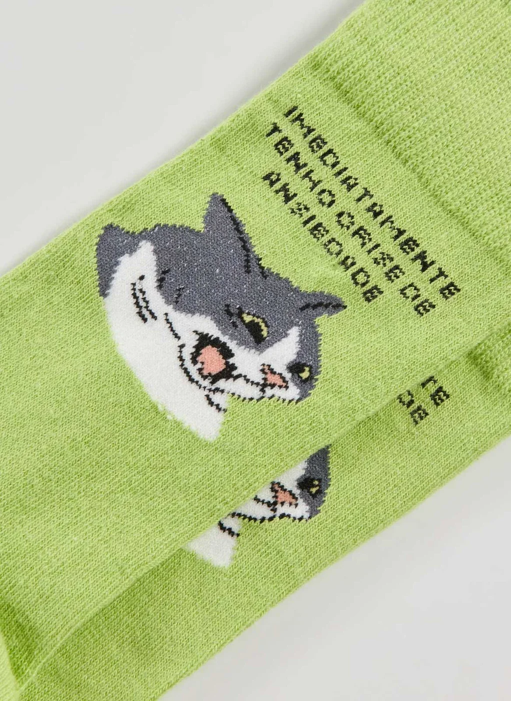 Meia Verde Gatinho Ansiedade