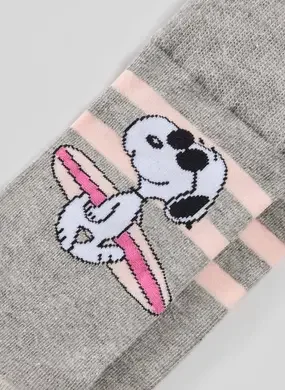 Meia Cinza Snoopy Surfista