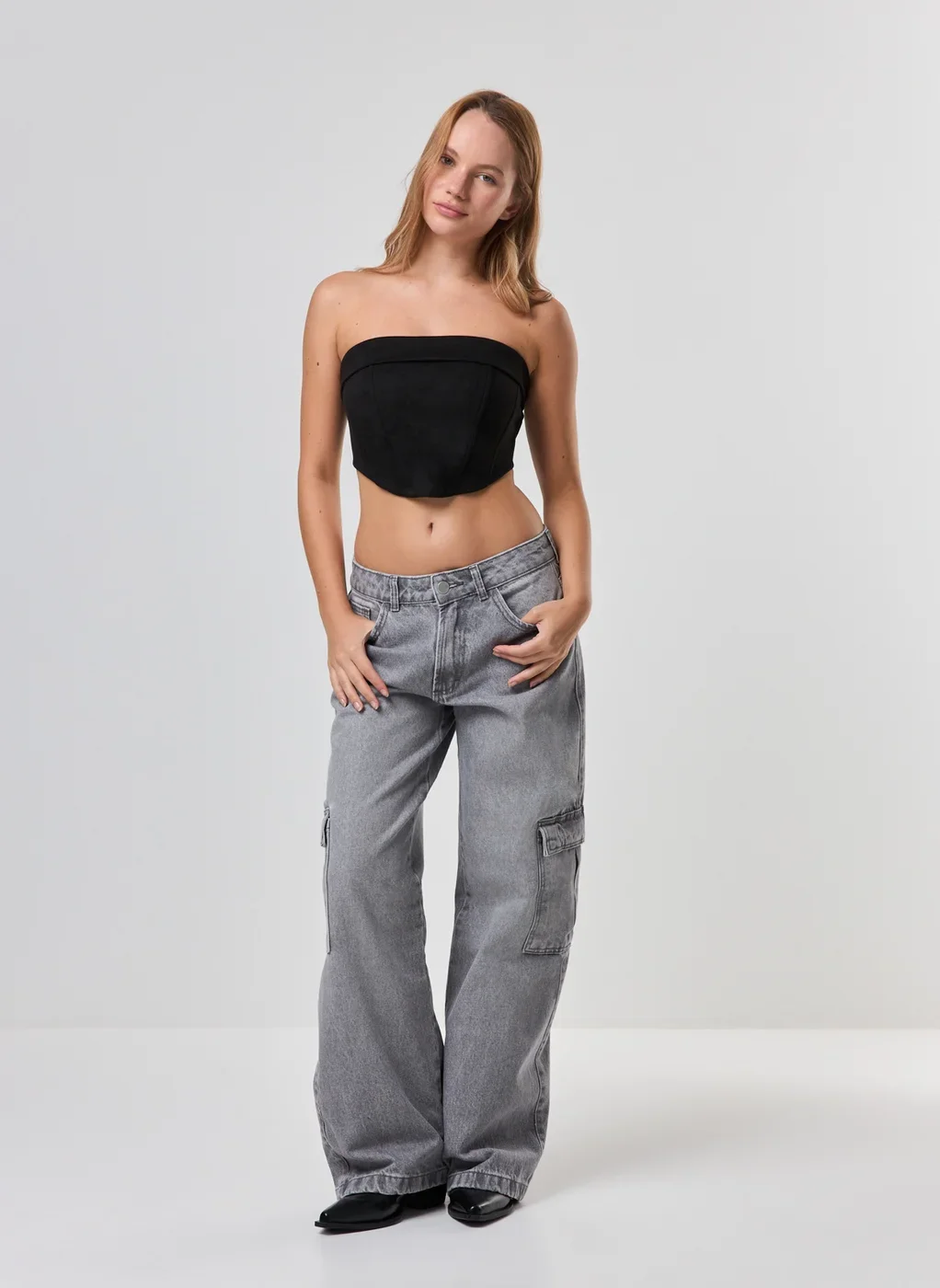 Calça Jeans Cintura Baixa Wide Leg