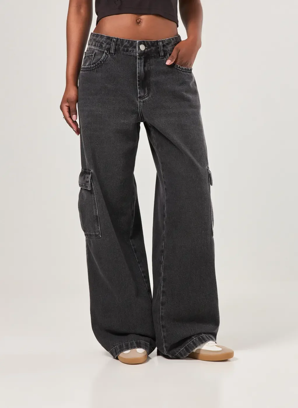 Calça Jeans Black Wide Leg Cintura Baixa