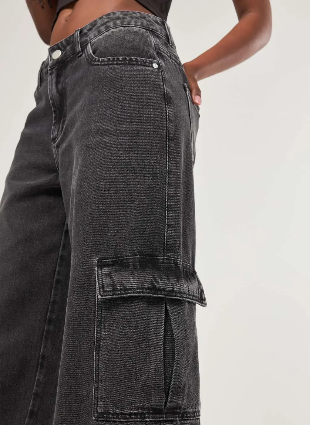 Calça Jeans Black Wide Leg Cintura Baixa