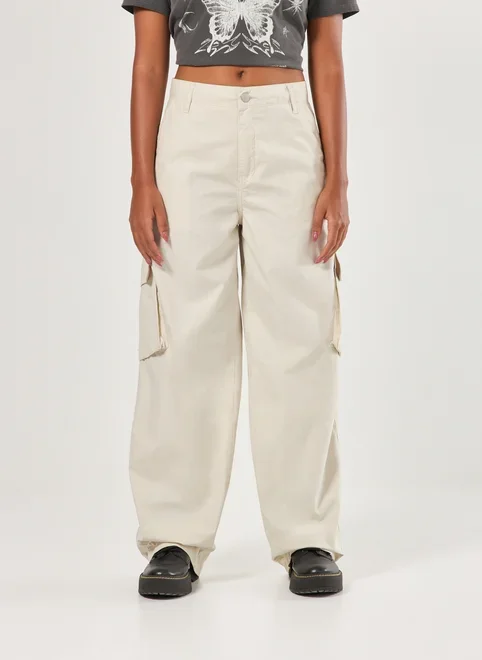 Calça Sarja Baggy Cargo Areia