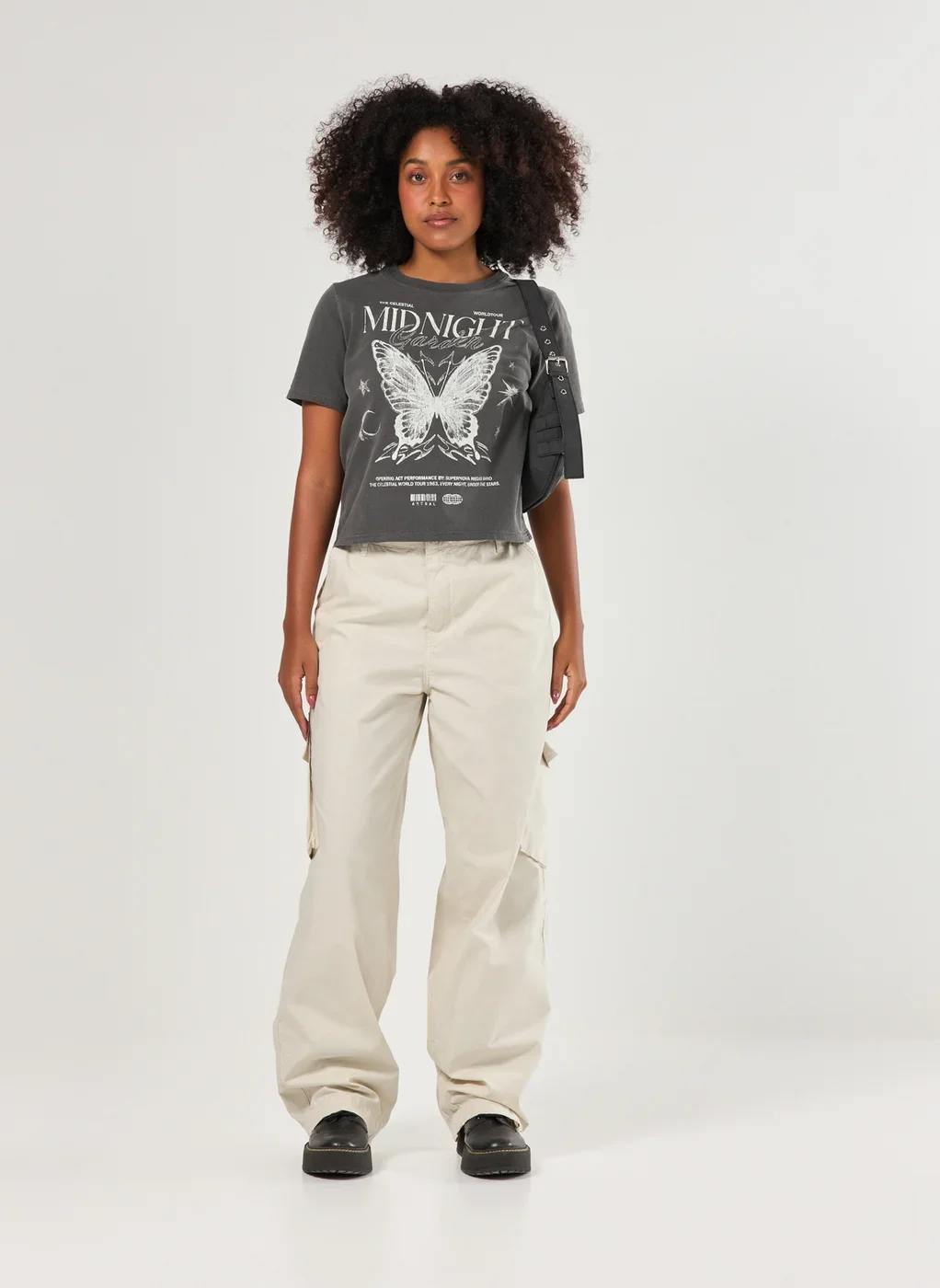 Calça Sarja Baggy Cargo Areia