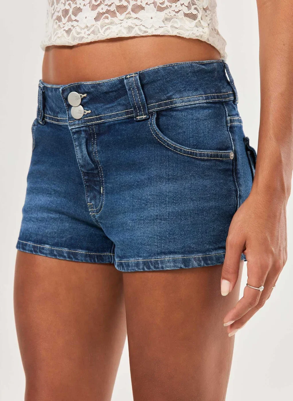 Short Jeans Escuro Micro Cintura Baixa