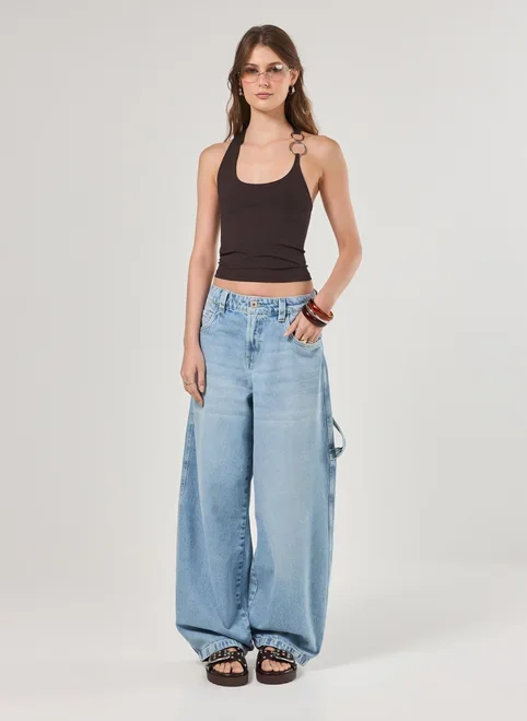 Calça Jeans Barrel Cintura Baixa