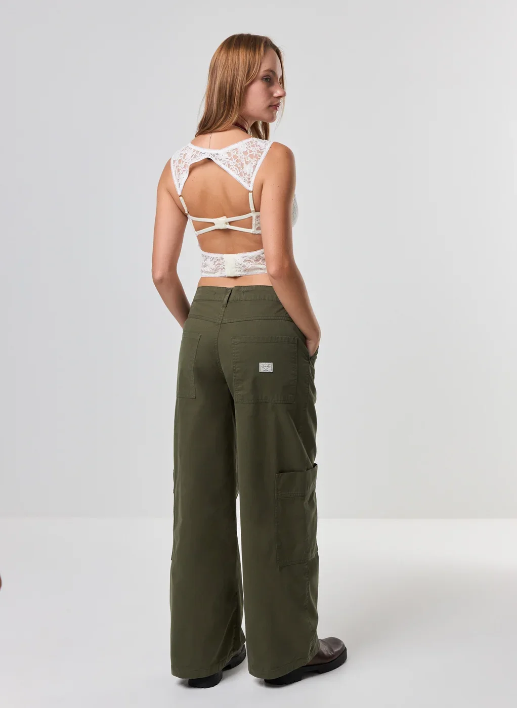 Calça Sarja Super Baggy Cargo Verde
