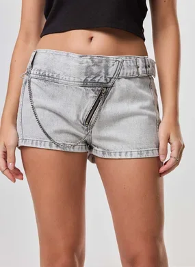 Micro Short Jeans Cintura Baixa Fivela