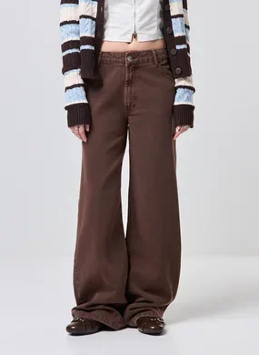 Calça Sarja Cintura Baixa Wide Leg