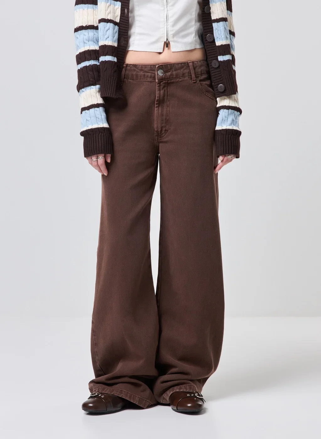 Calça Sarja Cintura Baixa Wide Leg