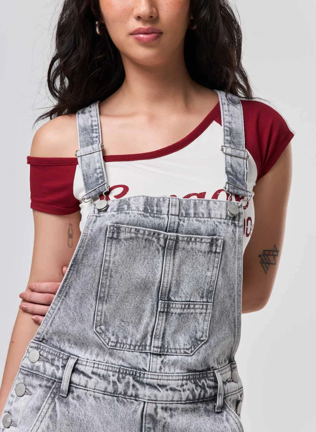 Macacão Jardineira Jeans Cinza