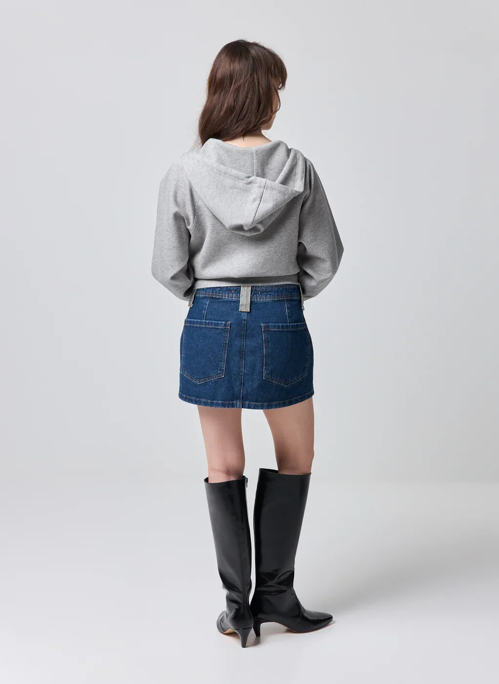 Saia Jeans Cintura Baixa Bicolor