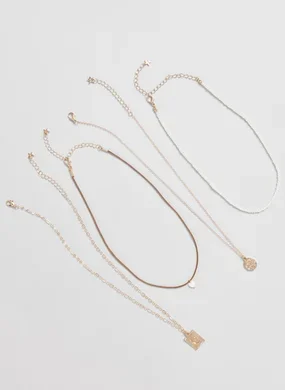 Conjunto 4 Colares Dourados Pérolas Artificiais