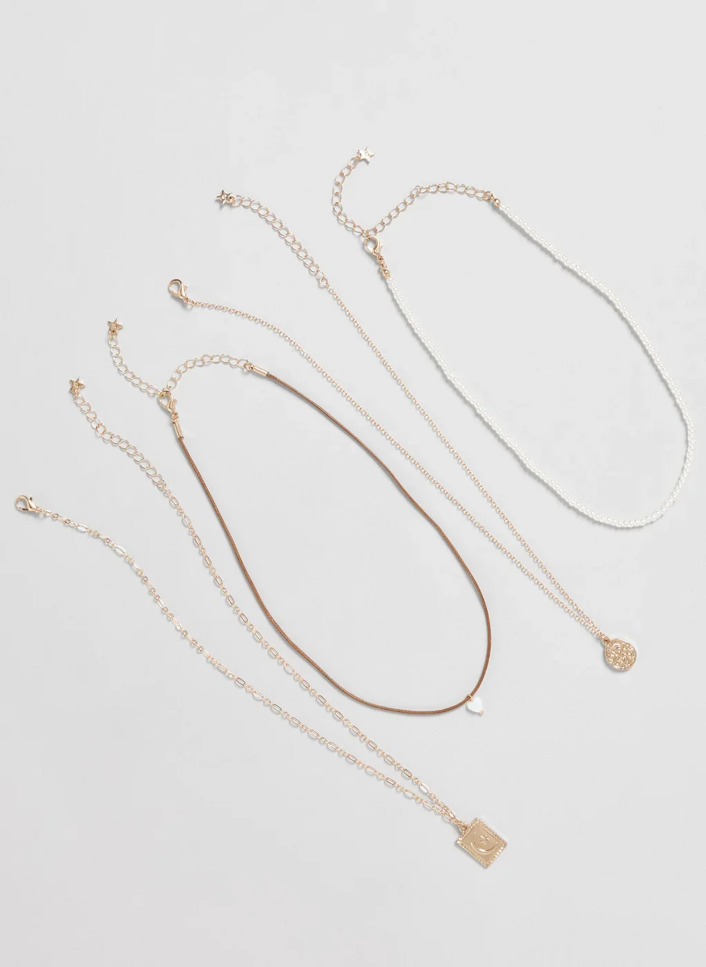 Conjunto 4 Colares Dourados Pérolas Artificiais