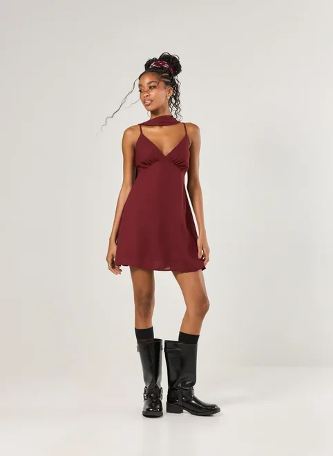 Vestido Chiffon Com Lenço Fino