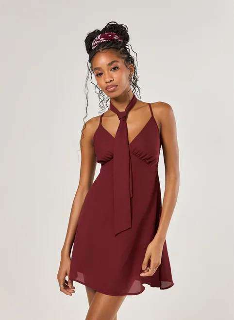 Vestido Chiffon Com Lenço Fino