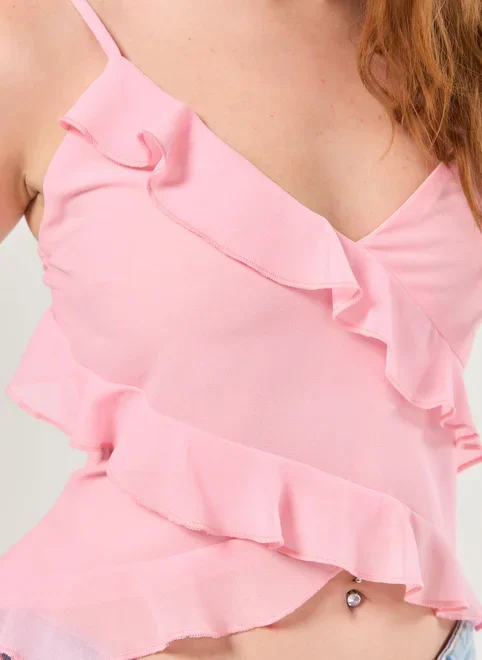 Regata Rosa Chiffon Babados