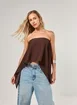Blusa Capa Chiffon Marrom