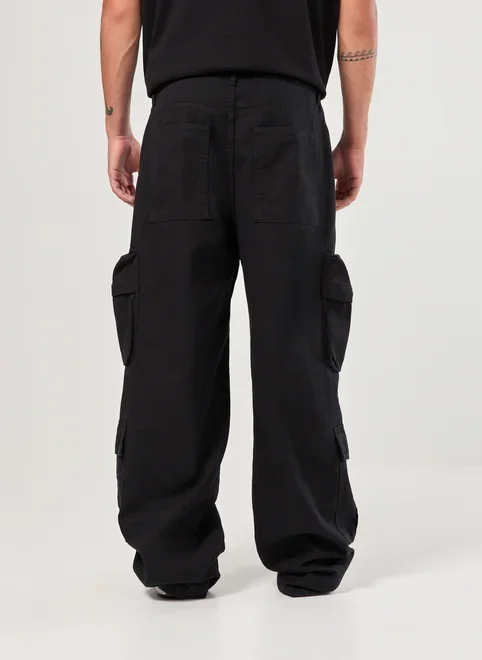 Calça Sarja Oversized Cargo