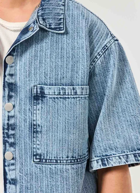 Camisa Jeans Box Risca De Giz