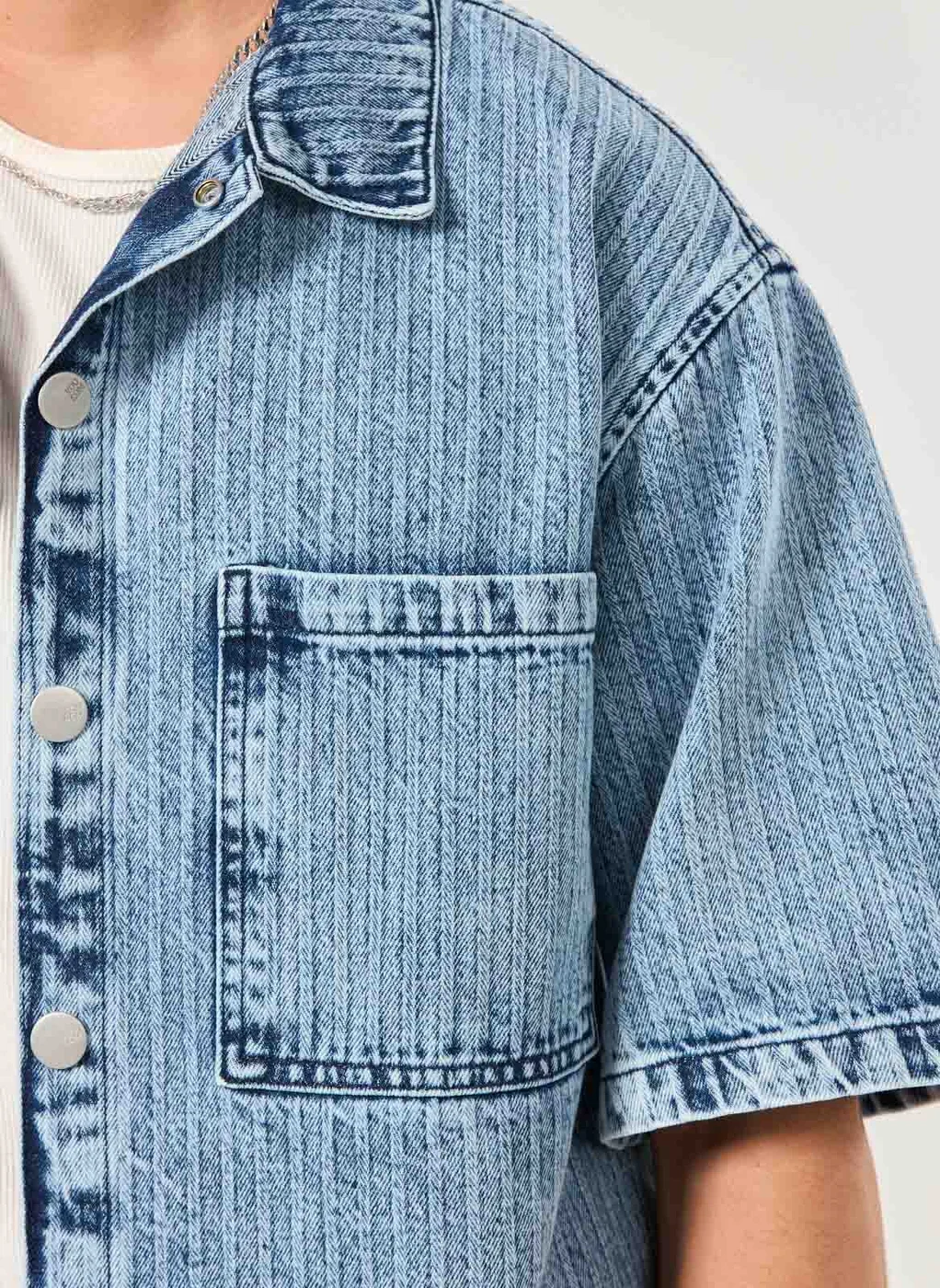 Camisa Jeans Box Risca De Giz