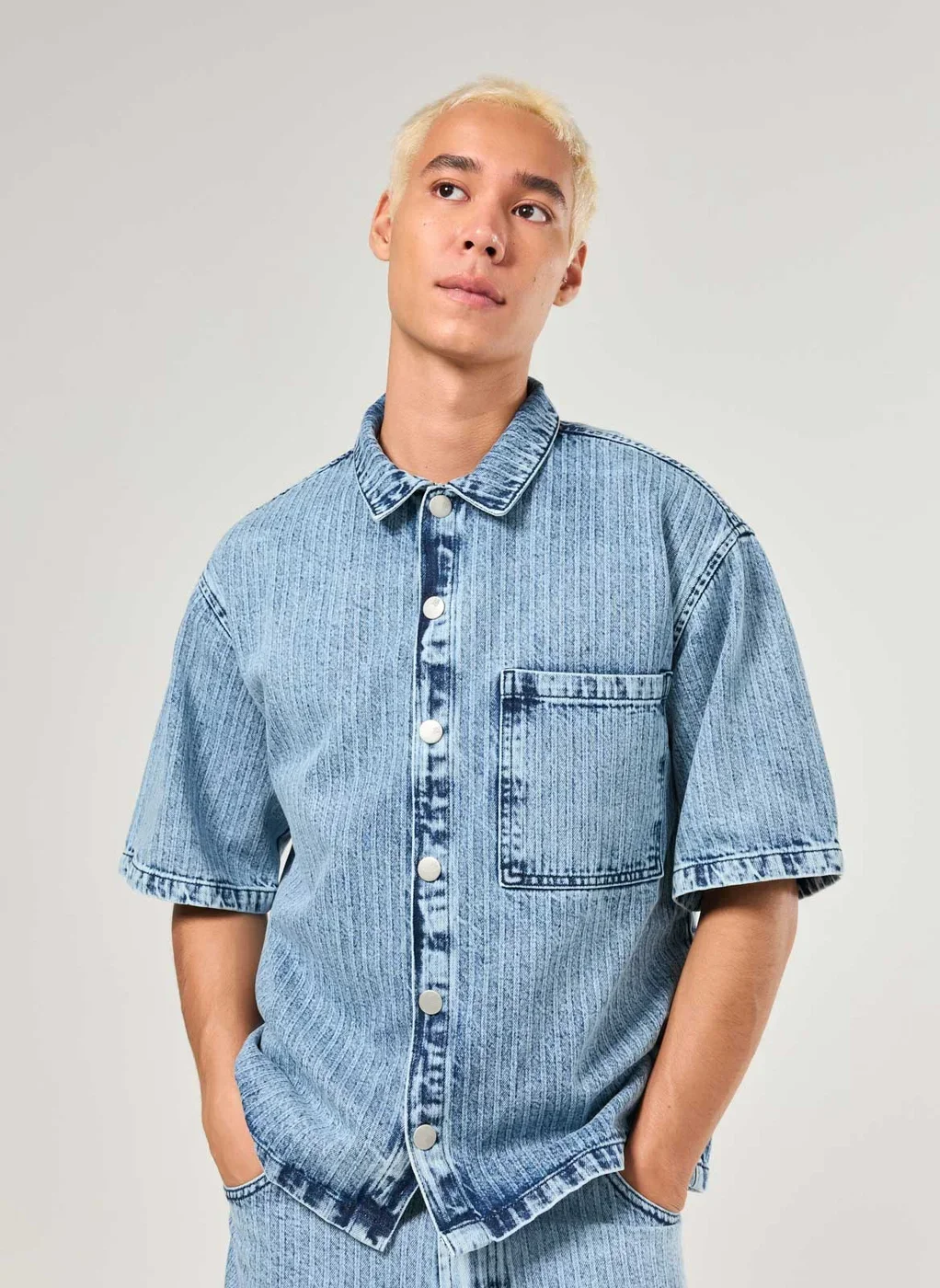 Camisa Jeans Box Risca De Giz