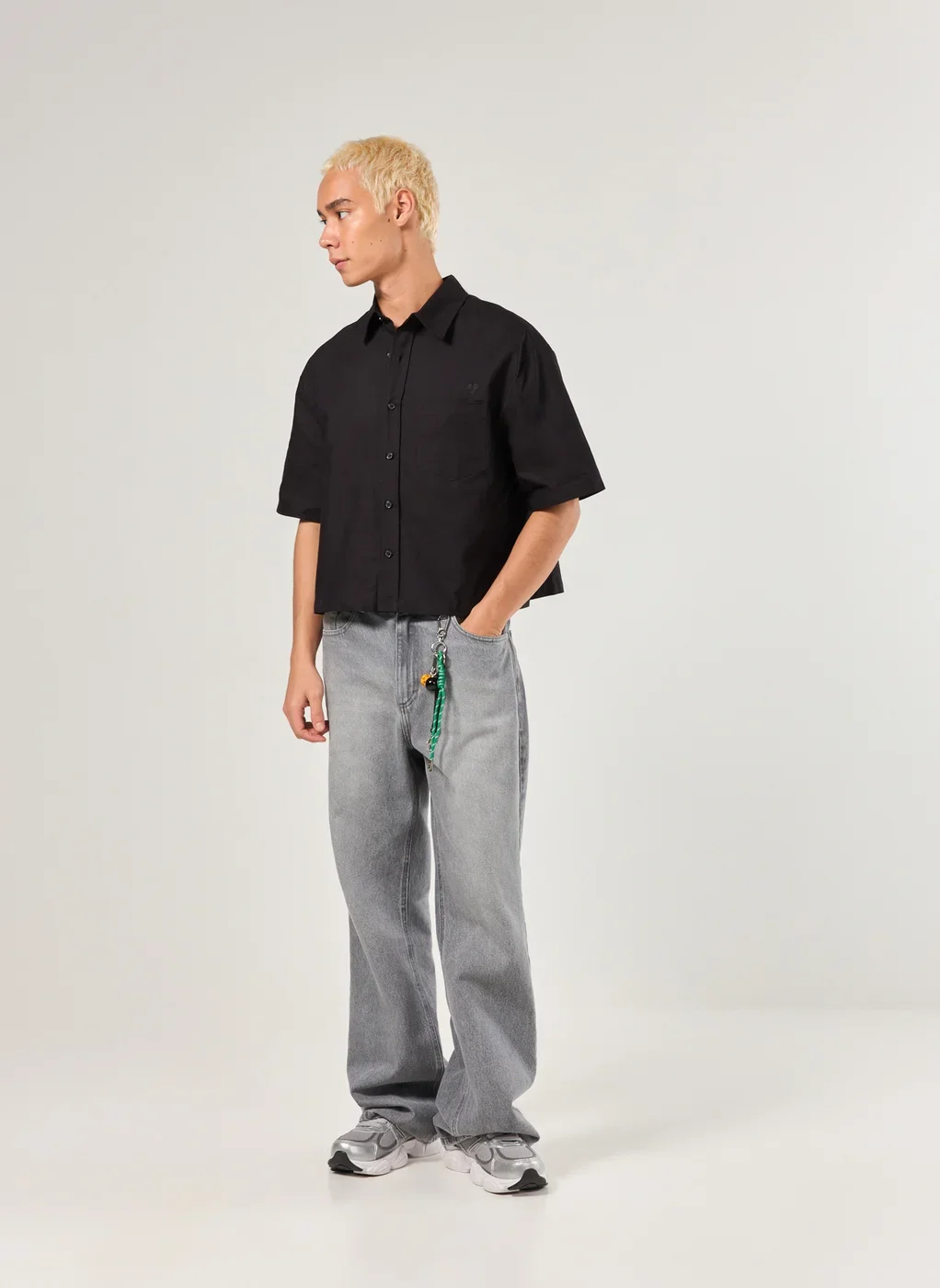 Calça Jeans Flare Cinza