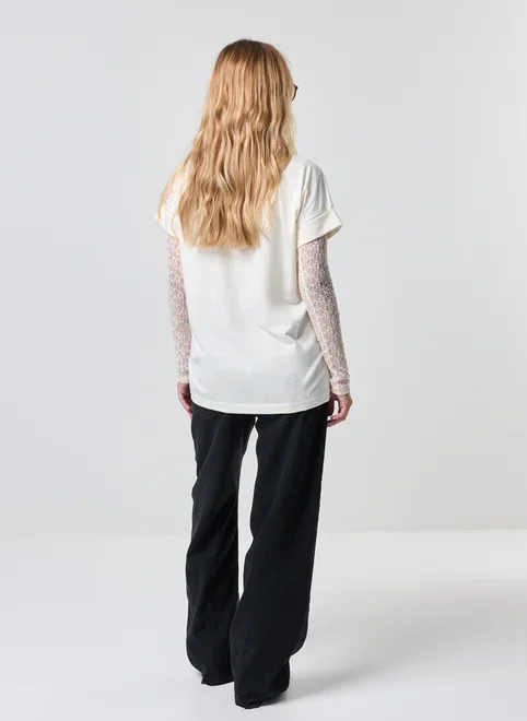 Calça Jeans Cintura Média Wide Leg