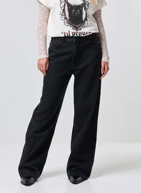 Calça Jeans Cintura Média Wide Leg