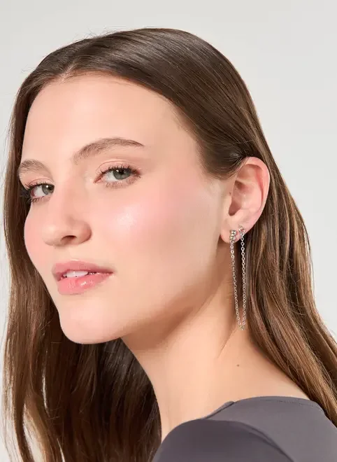 Conjunto 5 Brincos Prateados Alongados