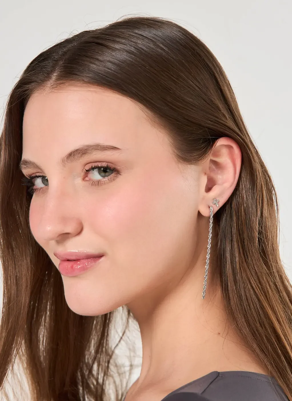 Conjunto 5 Brincos Prateados Alongados