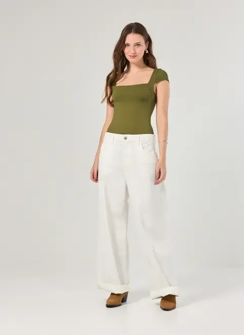 Body Poliamida Verde Franzido Busto