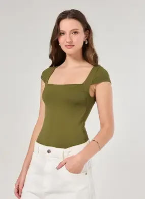 Body Poliamida Verde Franzido Busto