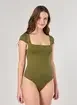 Body Poliamida Verde Franzido Busto